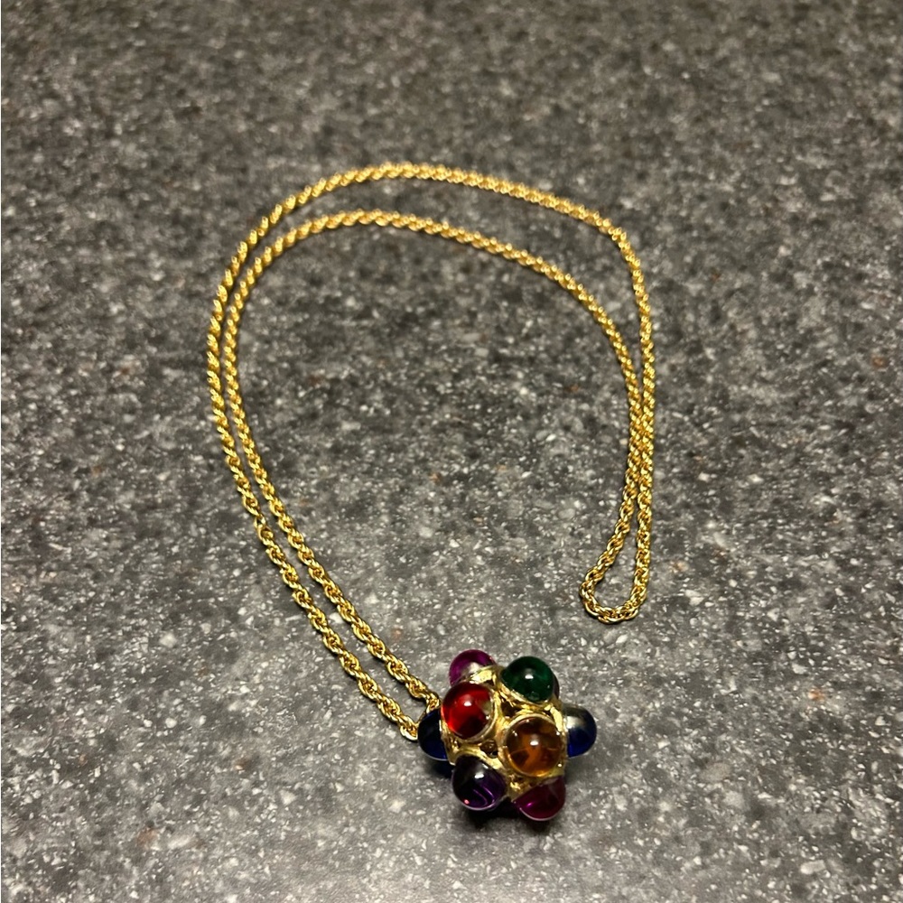 Women’s Gold Chain with Multicolored Charm - Picture 4 of 4